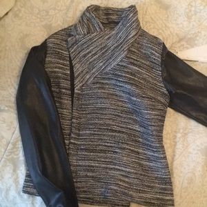 Cute tweed and leather jacket!